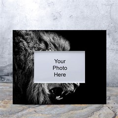 Angry Lion Black And White White Tabletop Photo Frame 4 x6  by Cowasu