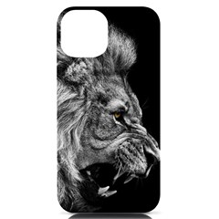 Angry Lion Black And White Iphone 14 Black Uv Print Case by Cowasu