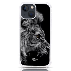 Angry Lion Black And White Iphone 13 Mini Tpu Uv Print Case by Cowasu