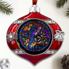 The Game Monster Stained Glass Metal Snowflake And Bell Red Ornament by Cowasu