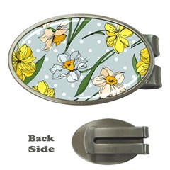 Narcissus Floral Botanical Flowers Money Clips (oval)  by Cowasu