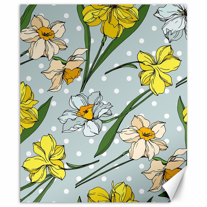 Narcissus Floral Botanical Flowers Canvas 8  x 10 