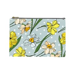 Narcissus Floral Botanical Flowers Cosmetic Bag (large) by Cowasu