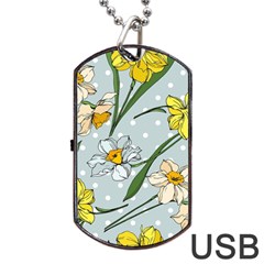 Narcissus Floral Botanical Flowers Dog Tag Usb Flash (two Sides) by Cowasu