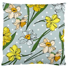 Narcissus Floral Botanical Flowers Large Cushion Case (one Side) by Cowasu