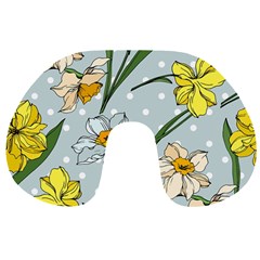 Narcissus Floral Botanical Flowers Travel Neck Pillow by Cowasu