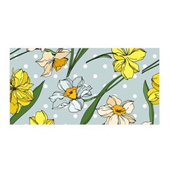 Narcissus Floral Botanical Flowers Satin Wrap 35  X 70  by Cowasu