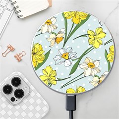 Narcissus Floral Botanical Flowers Wireless Fast Charger(white) by Cowasu