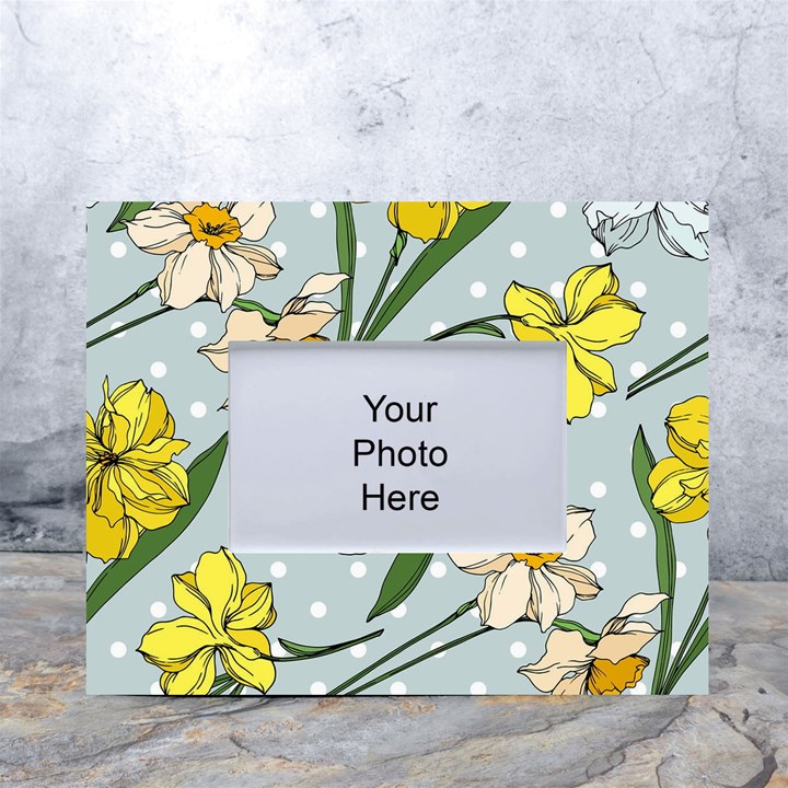 Narcissus Floral Botanical Flowers White Tabletop Photo Frame 4 x6 