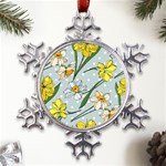 Narcissus Floral Botanical Flowers Metal Large Snowflake Ornament Front