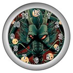 Dragon Art Wall Clock (Silver) Front