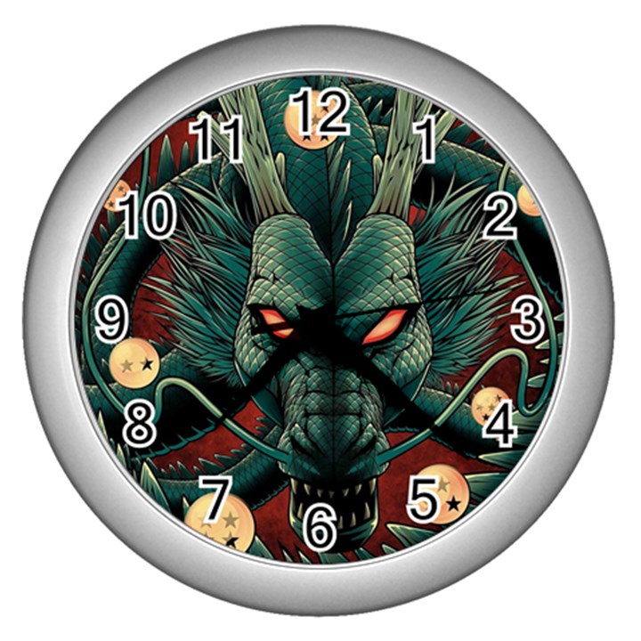 Dragon Art Wall Clock (Silver)