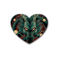 Dragon Art Rubber Coaster (Heart)