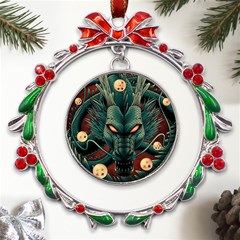 Dragon Art Metal X mas Wreath Ribbon Ornament