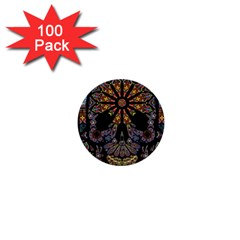 Skull Death Mosaic Artwork Stained Glass 1  Mini Buttons (100 Pack)  by Cowasu