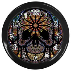 Skull Death Mosaic Artwork Stained Glass Wall Clock (black) by Cowasu