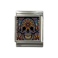 Skull Death Mosaic Artwork Stained Glass Italian Charm (13mm) by Cowasu