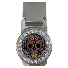 Skull Death Mosaic Artwork Stained Glass Money Clips (cz)  by Cowasu