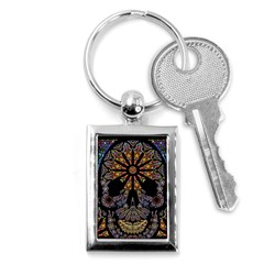 Skull Death Mosaic Artwork Stained Glass Key Chain (rectangle) by Cowasu