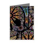 Skull Death Mosaic Artwork Stained Glass Mini Greeting Card Left