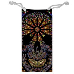 Skull Death Mosaic Artwork Stained Glass Jewelry Bag by Cowasu