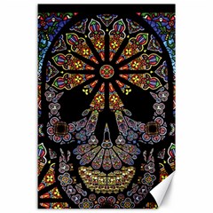 Skull Death Mosaic Artwork Stained Glass Canvas 24  X 36  by Cowasu