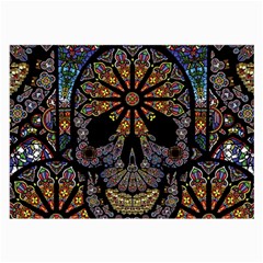 Skull Death Mosaic Artwork Stained Glass Large Glasses Cloth by Cowasu