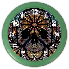 Skull Death Mosaic Artwork Stained Glass Color Wall Clock by Cowasu