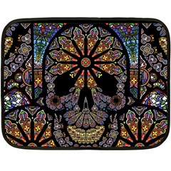 Skull Death Mosaic Artwork Stained Glass Fleece Blanket (mini) by Cowasu