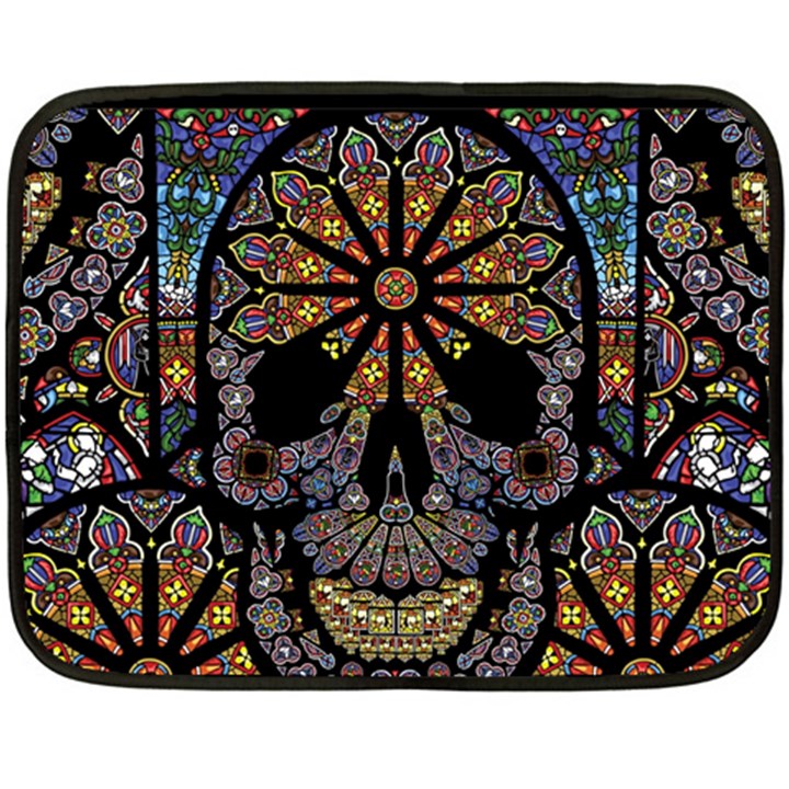 Skull Death Mosaic Artwork Stained Glass Fleece Blanket (Mini)