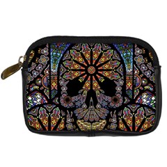 Skull Death Mosaic Artwork Stained Glass Digital Camera Leather Case by Cowasu