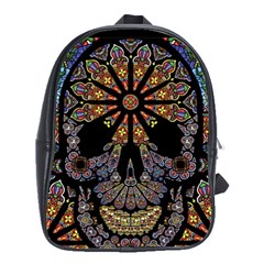 Skull Death Mosaic Artwork Stained Glass School Bag (large) by Cowasu