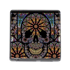 Skull Death Mosaic Artwork Stained Glass Memory Card Reader (square 5 Slot) by Cowasu