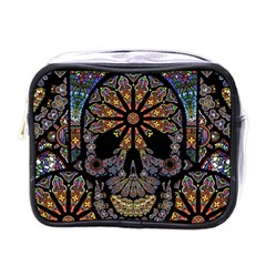 Skull Death Mosaic Artwork Stained Glass Mini Toiletries Bag (one Side) by Cowasu