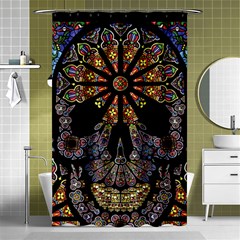 Skull Death Mosaic Artwork Stained Glass Shower Curtain 48  X 72  (small)  by Cowasu