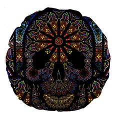 Skull Death Mosaic Artwork Stained Glass Large 18  Premium Round Cushions by Cowasu