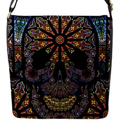 Skull Death Mosaic Artwork Stained Glass Flap Closure Messenger Bag (s) by Cowasu