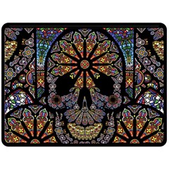 Skull Death Mosaic Artwork Stained Glass Two Sides Fleece Blanket (large) by Cowasu