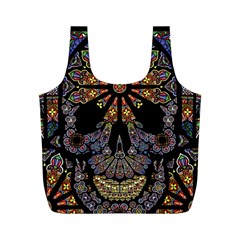 Skull Death Mosaic Artwork Stained Glass Full Print Recycle Bag (m) by Cowasu