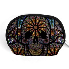 Skull Death Mosaic Artwork Stained Glass Accessory Pouch (medium) by Cowasu