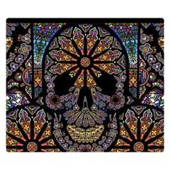 Skull Death Mosaic Artwork Stained Glass Two Sides Premium Plush Fleece Blanket (small) by Cowasu