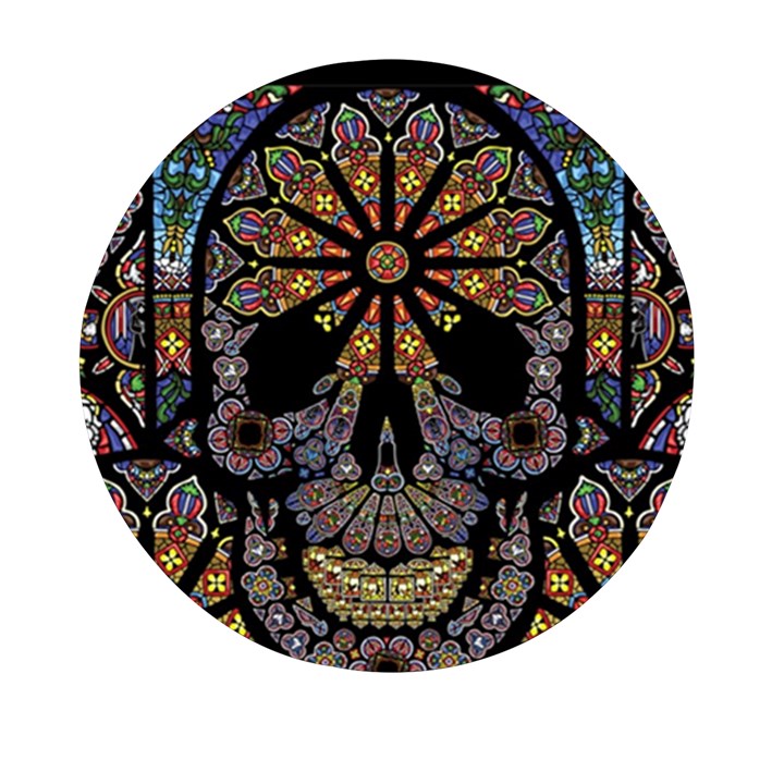 Skull Death Mosaic Artwork Stained Glass Mini Round Pill Box