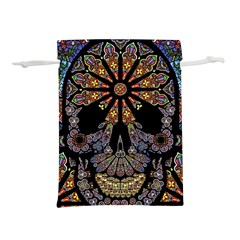 Skull Death Mosaic Artwork Stained Glass Lightweight Drawstring Pouch (l) by Cowasu