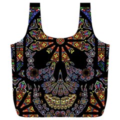 Skull Death Mosaic Artwork Stained Glass Full Print Recycle Bag (xxl) by Cowasu