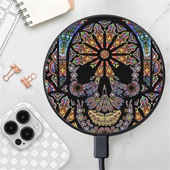 Skull Death Mosaic Artwork Stained Glass Wireless Fast Charger(black) by Cowasu