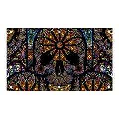 Skull Death Mosaic Artwork Stained Glass Banner And Sign 5  X 3  by Cowasu