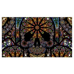 Skull Death Mosaic Artwork Stained Glass Banner And Sign 7  X 4  by Cowasu