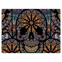 Skull Death Mosaic Artwork Stained Glass Two Sides Premium Plush Fleece Blanket (extra Small) by Cowasu