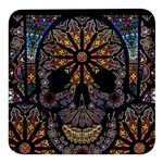 Skull Death Mosaic Artwork Stained Glass Square Glass Fridge Magnet (4 pack) Front