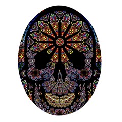 Skull Death Mosaic Artwork Stained Glass Oval Glass Fridge Magnet (4 Pack) by Cowasu